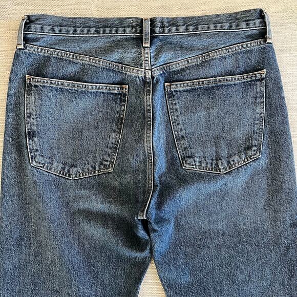 AGOLDE Low Slung Easy Straight Jeans Size 29 Control Wash Cuffed Denim - Picture 8 of 10